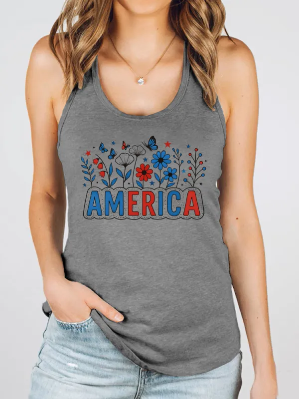 Women'S America Round-Necked Sleeveless Vest