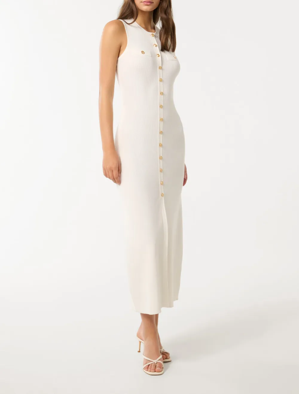Button-Through Knit Dress