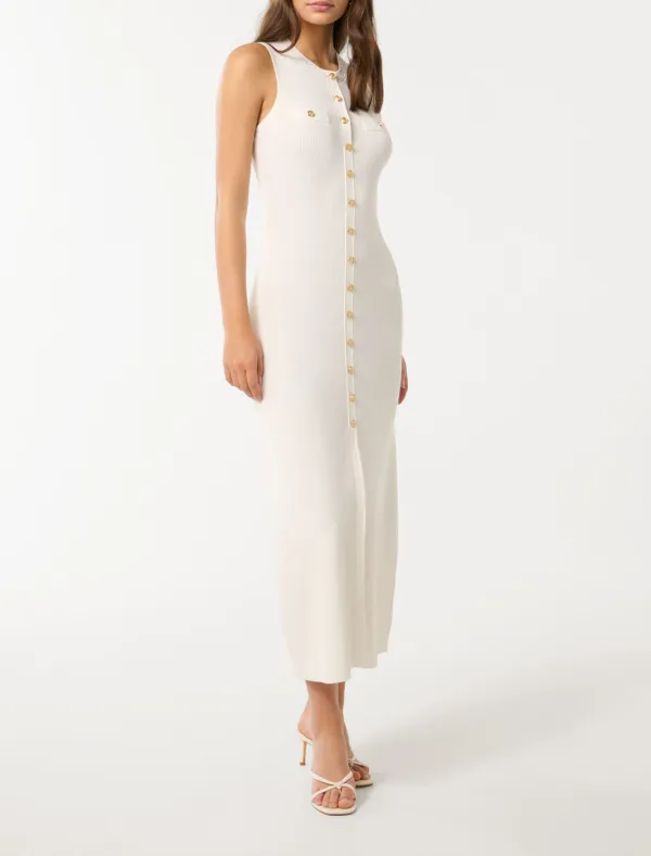 Button-Through Knit Dress