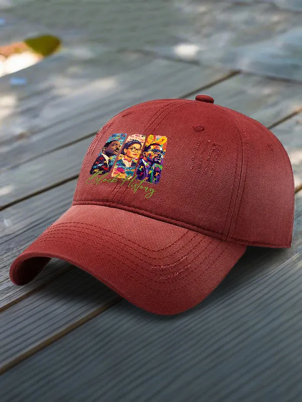 Black Historical Pattern Printed Baseball Cap June Festival Gift