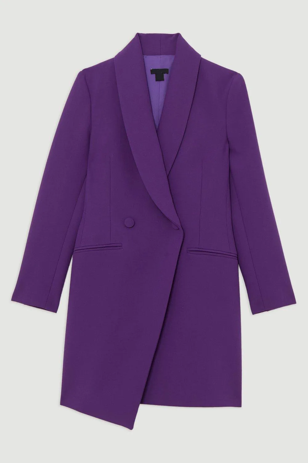 Petite Compact Stretch Tailored Blazer Wrap Mini Dress