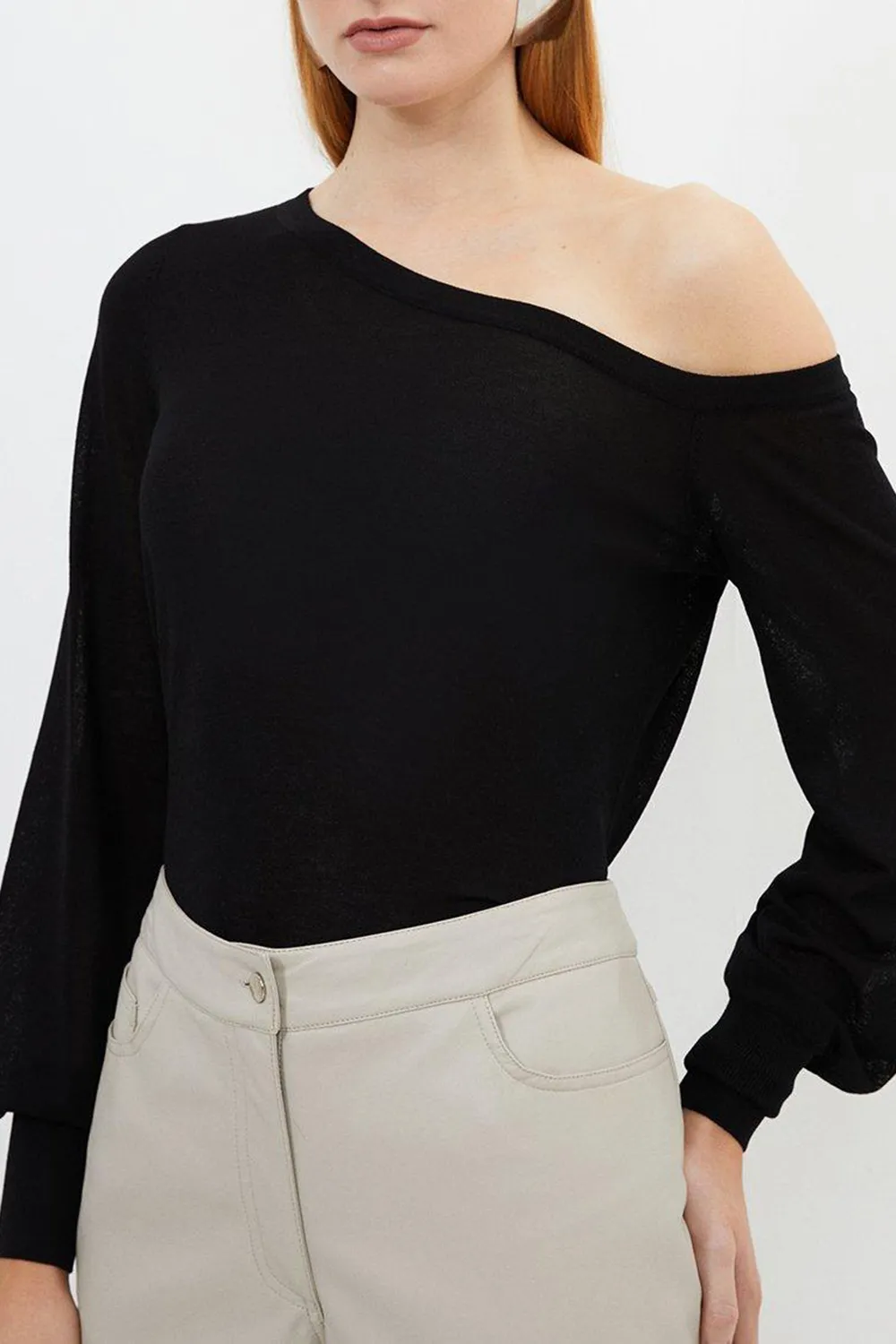 Lightweight Viscose Blend Summer Knit Off Shoulder Top