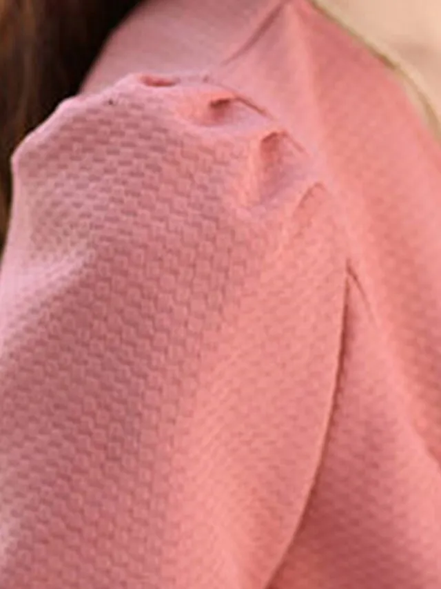 Women's Blazer Fall Short Bow Coat White Black Pink Fuchsia Elegant Street Spring Open Front Round Neck Regular Fit S M L XL XXL 3XL