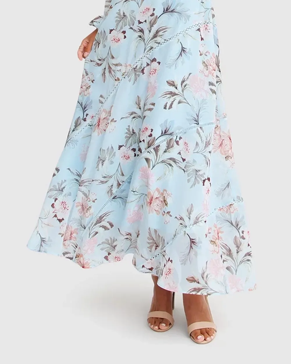 Chiffon Print Long Sleeve Maxi Dress