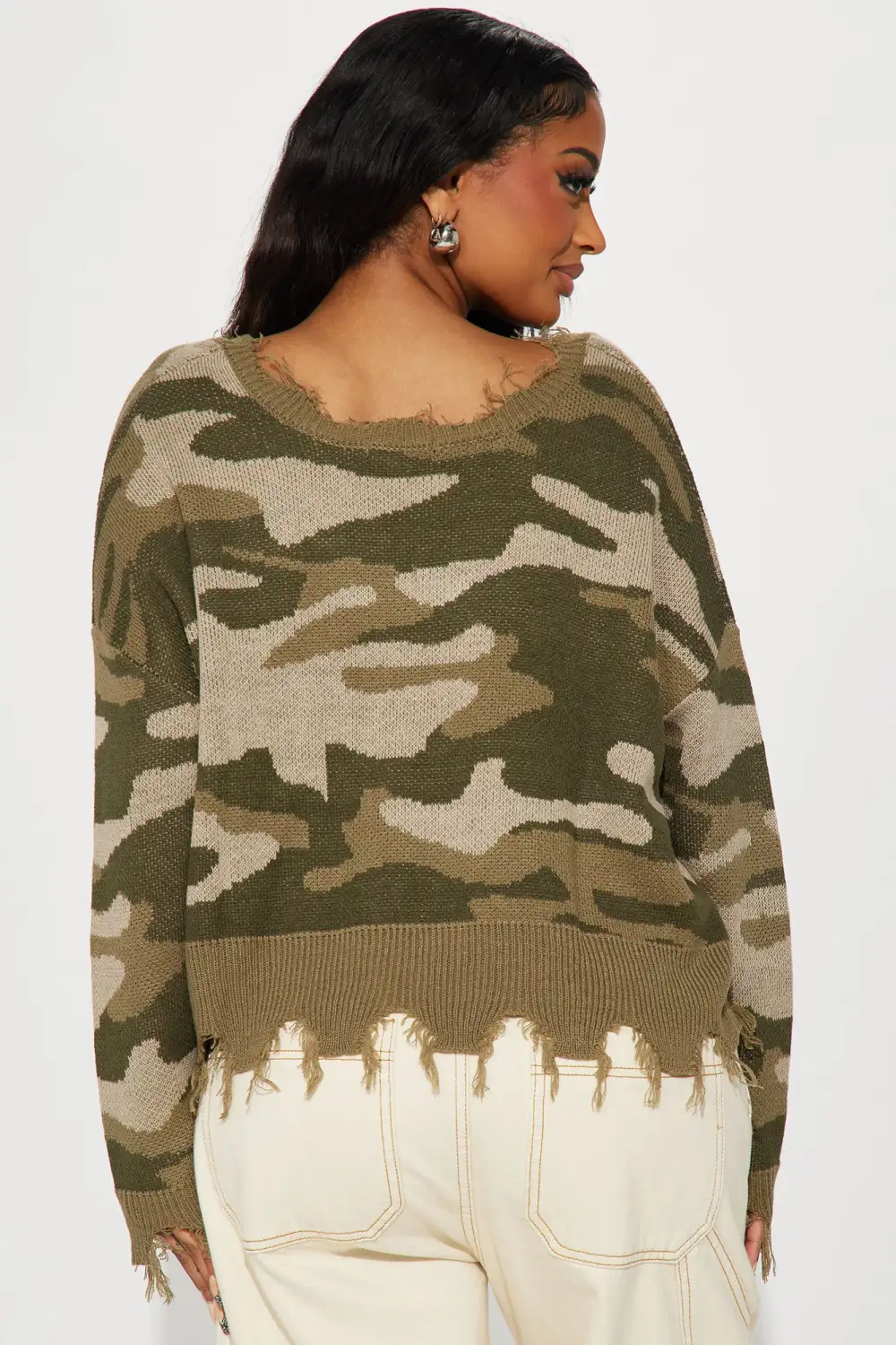 Simply Myself Camo Sweater - Olive/combo