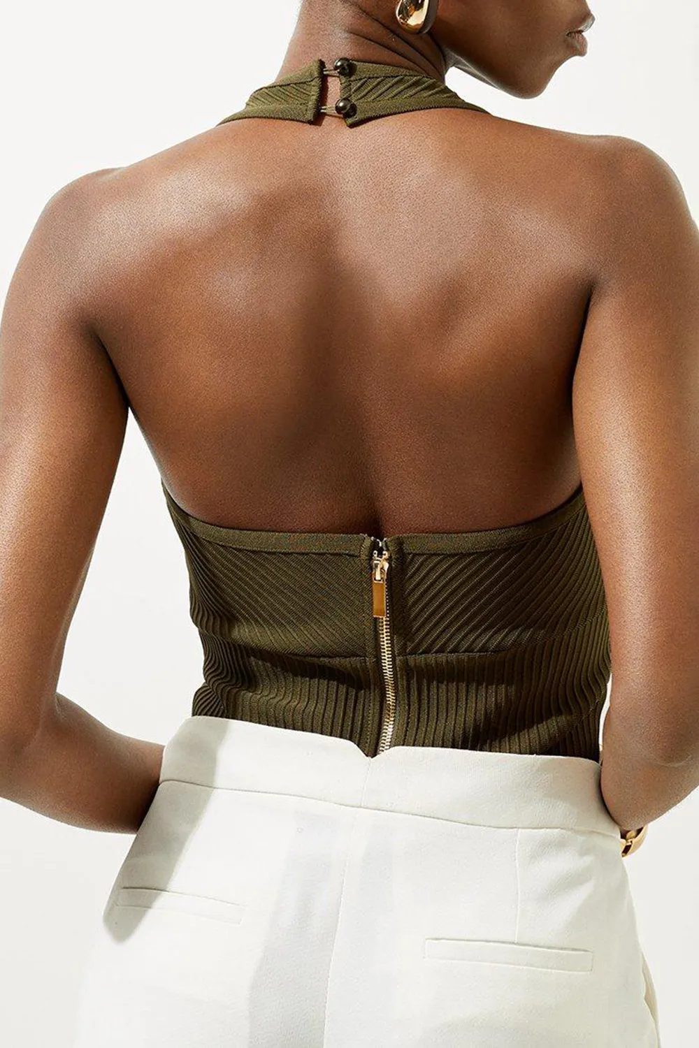 Halter Neck Knit Bodysuit