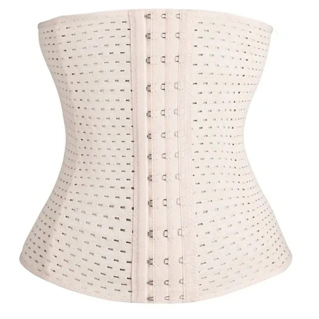Corset Women's Waist Trainer Shapewears Office Running Gym Yoga Plus Size Creamy-white Black Brown Sport Breathable Hook & Eye Tummy Control Push Up Front Close Solid Color Summer Spring Fall