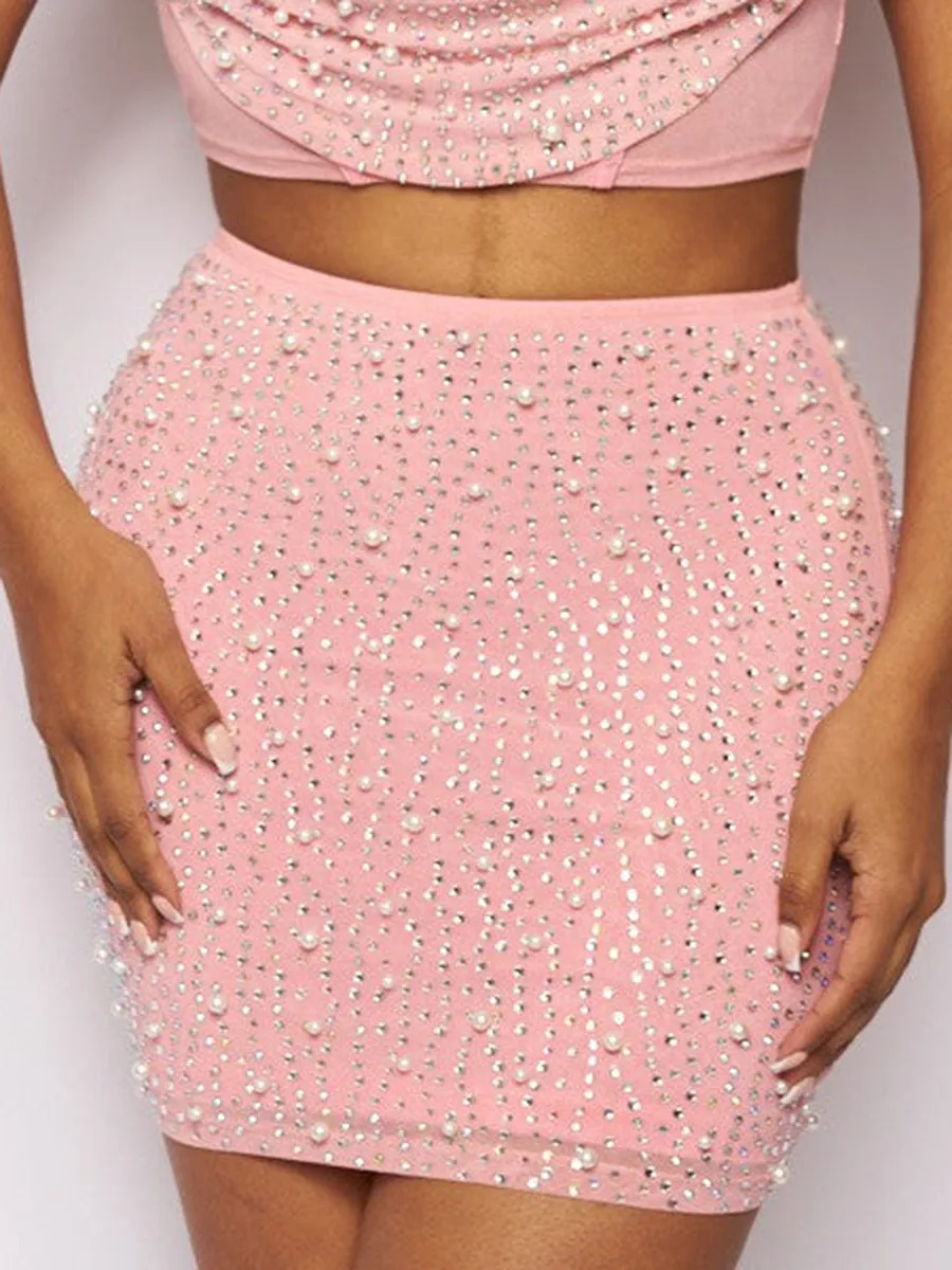 Glamour Rhinestone And Pearl Bustier Sets