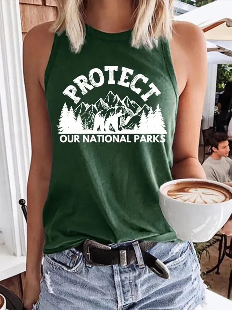 Women'S Protect Our National Parks Round Neck Sleeveless Vest
