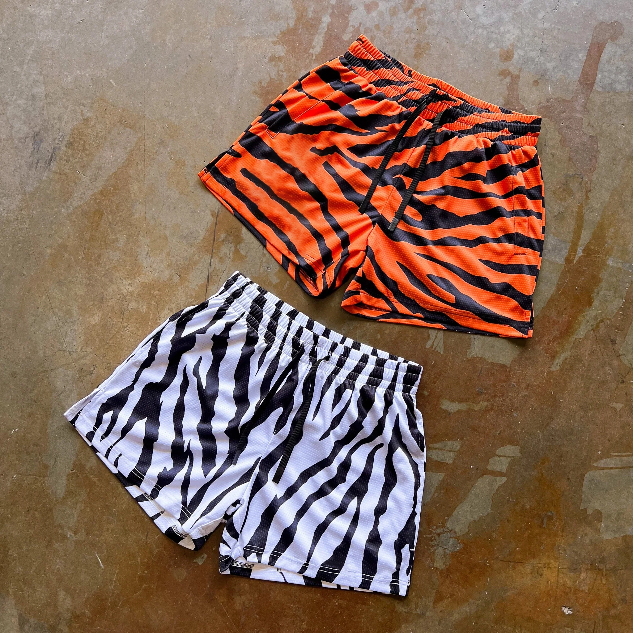 MUAY THAI SHORTS (MID THIGH CUT) - ZEBRA