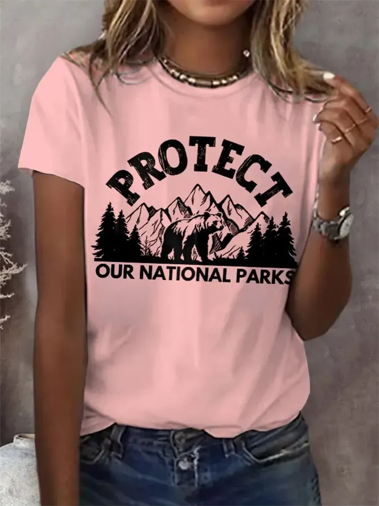 Woman'S Protect Our National Parks Round-Nack Short Sleeve T-Shirt