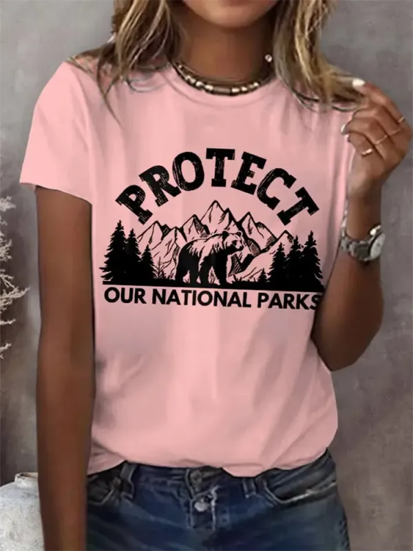 Woman'S Protect Our National Parks Round-Nack Short Sleeve T-Shirt