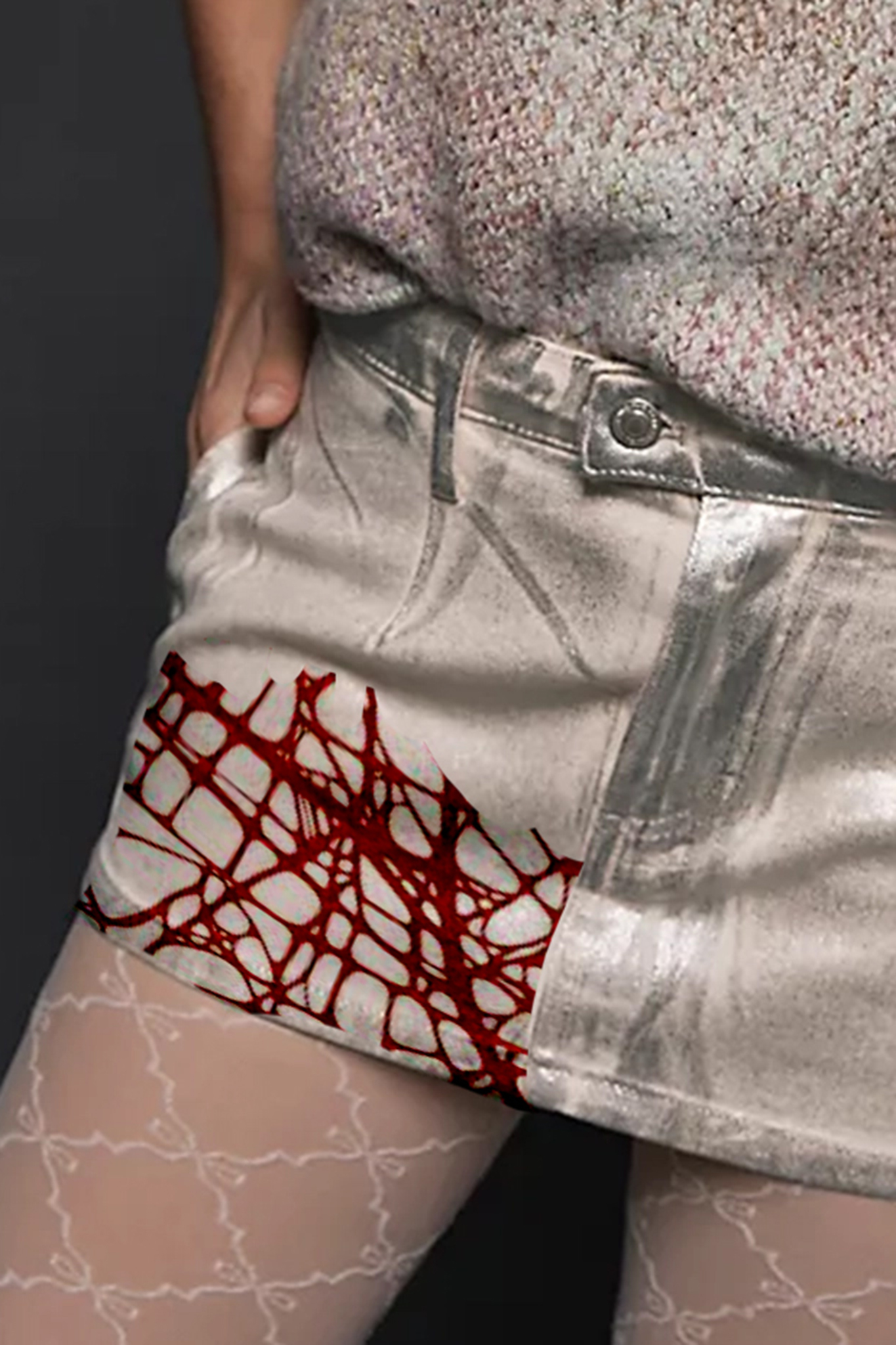 Metallic Mini Peekaboo Skirt