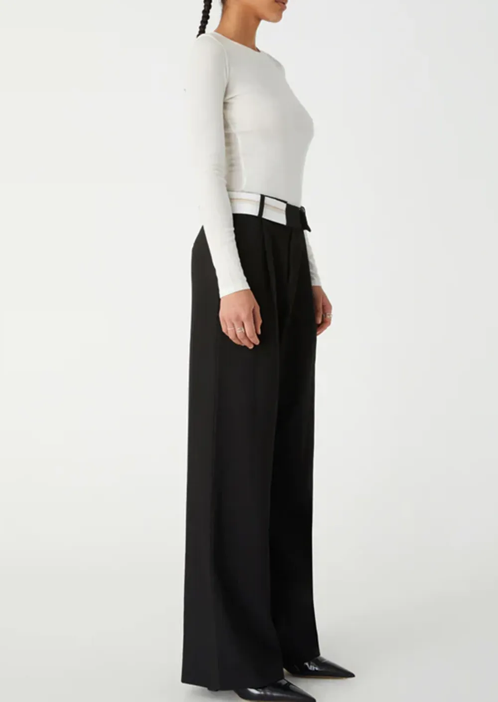 Black Patchwork Suit Trousers