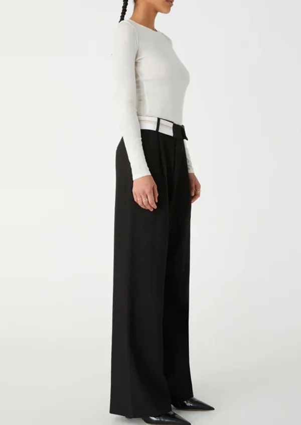 Black Patchwork Suit Trousers