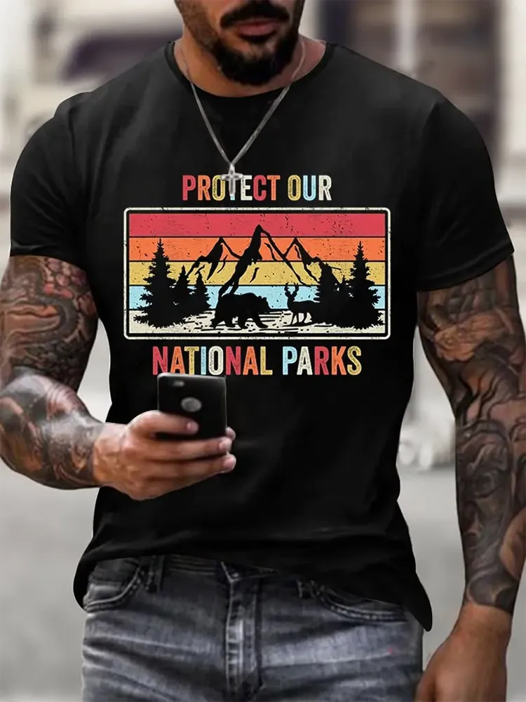 Man'S Protect Our National Parks Round-Nack Short Sleeve T-Shirt