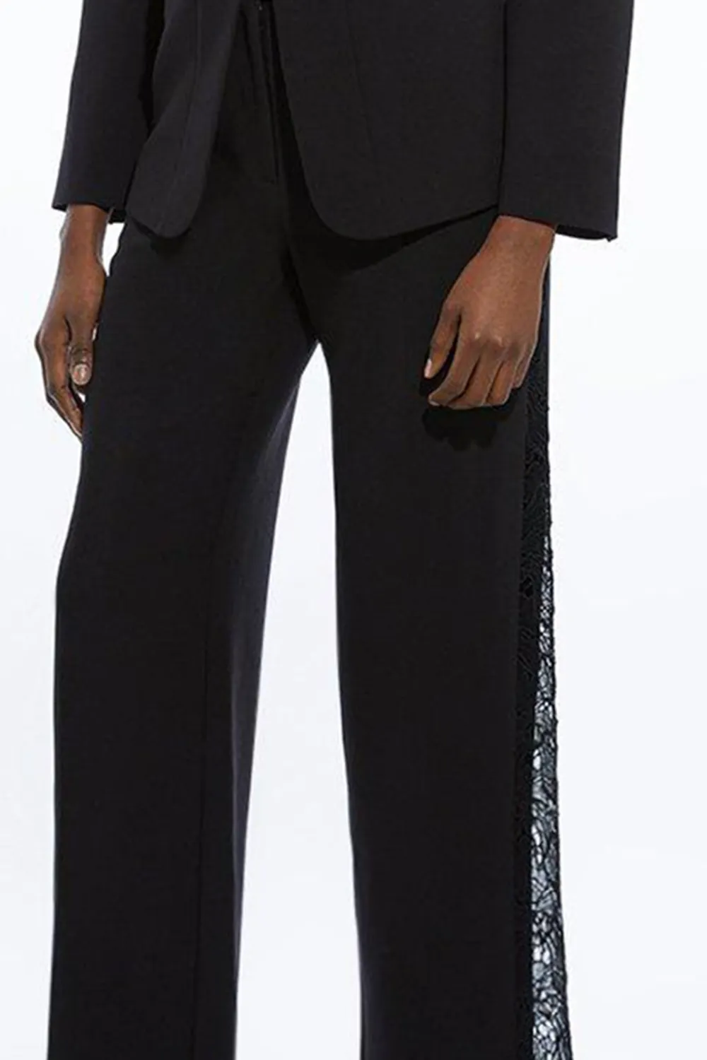 Tailored Lace Detail Straight Leg Trousers