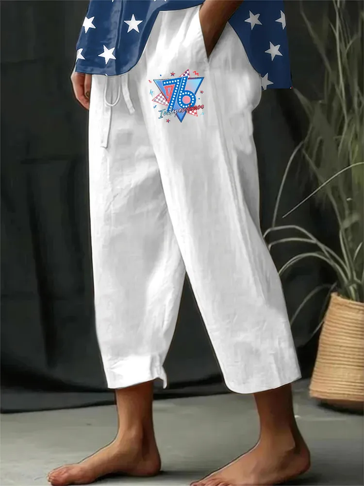 Women'S Casual Straight-Leg Pants 1776 Independence Print