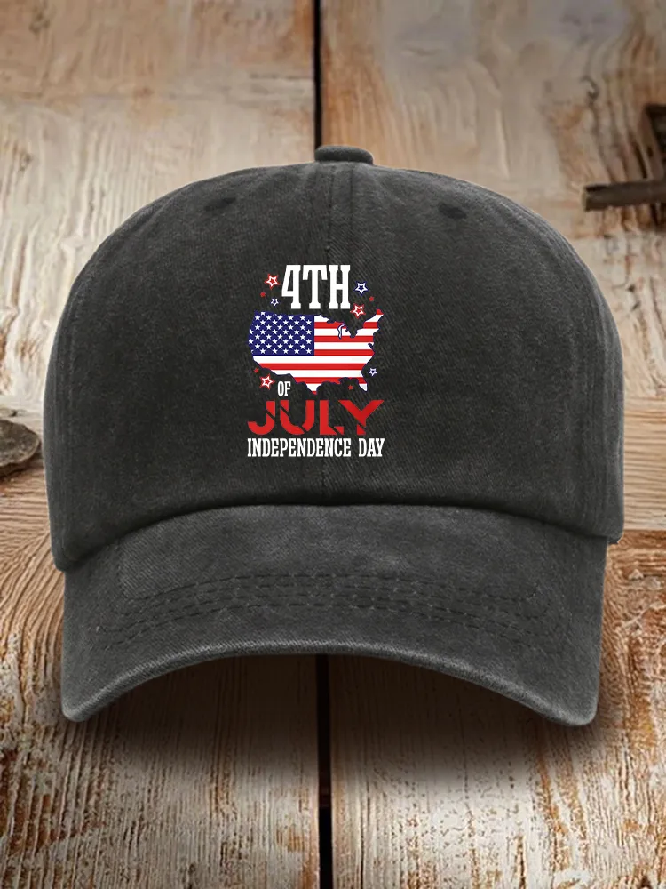 4Th Of July Independence Day Print Washed Baseball Cap