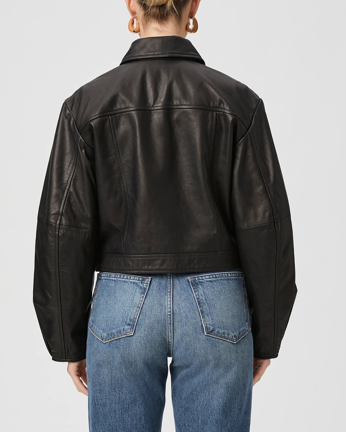 Black Faux Leather Cropped Jacket