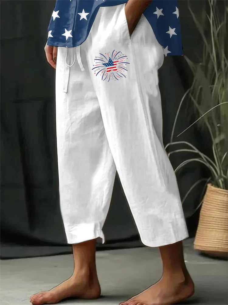 Women'S Casual Straight-Leg Pants Fireworks Print
