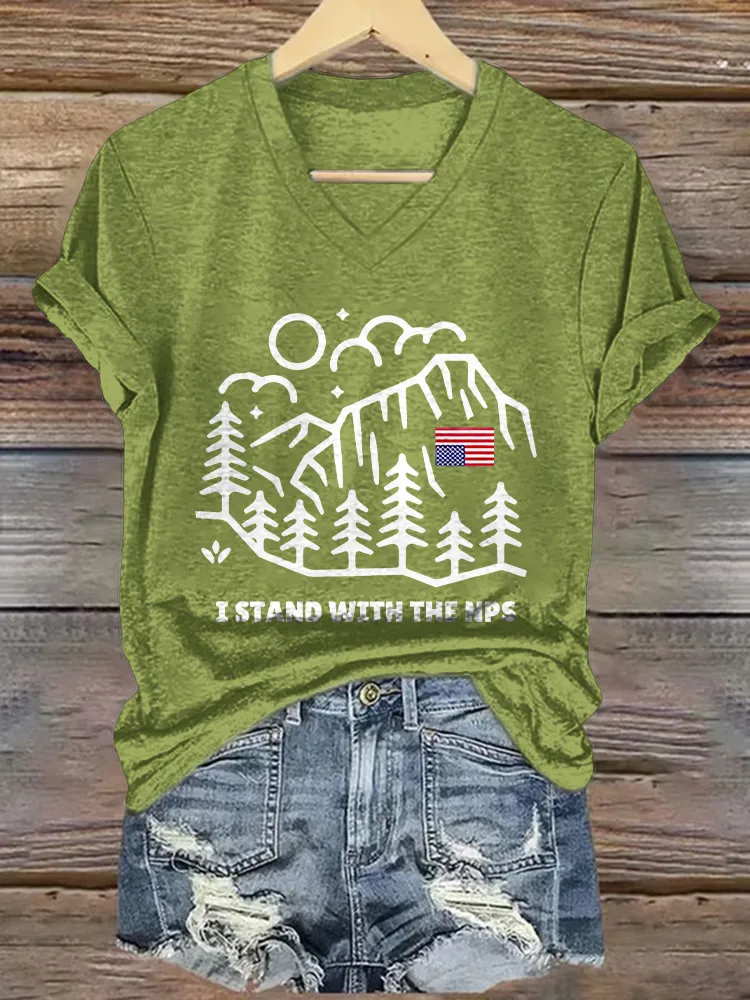 Women'S I Stand With The Nps V-Neck T-Shirt