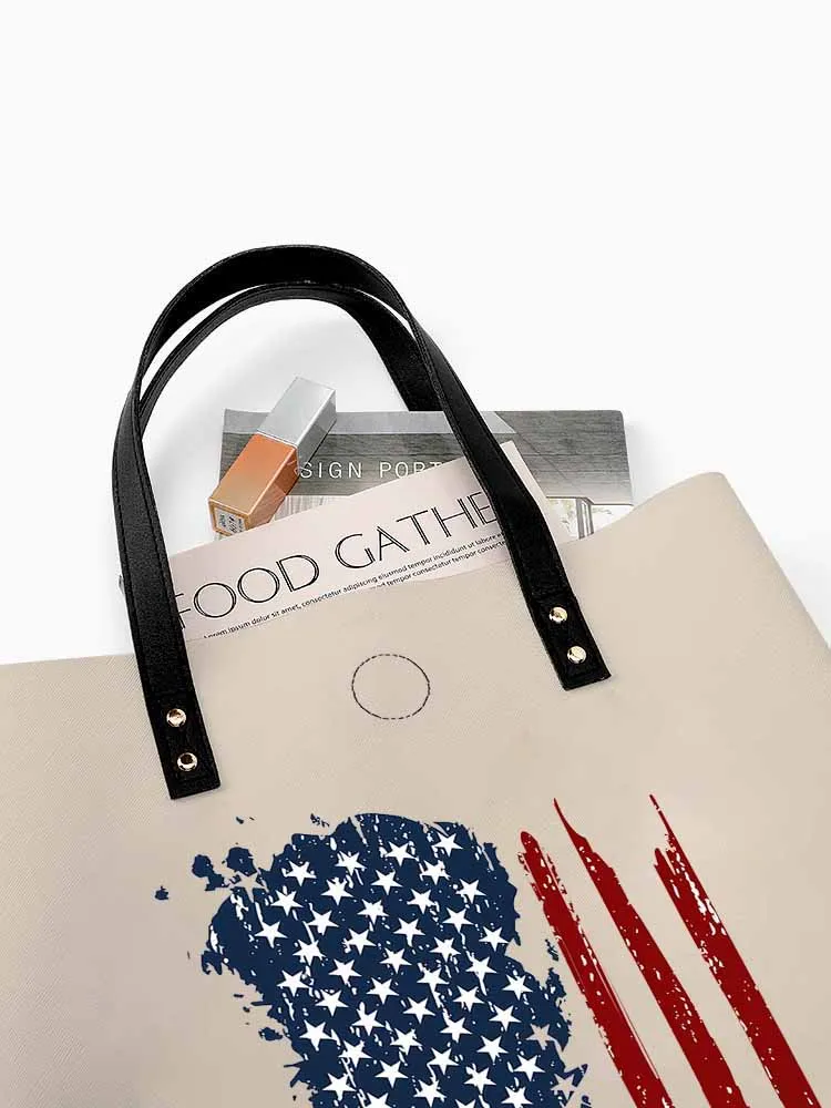 Leather Handbag With National Flag Prints