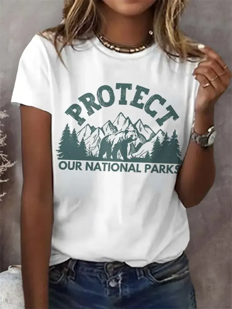 Woman'S Protect Our National Parks Round-Nack Short Sleeve T-Shirt