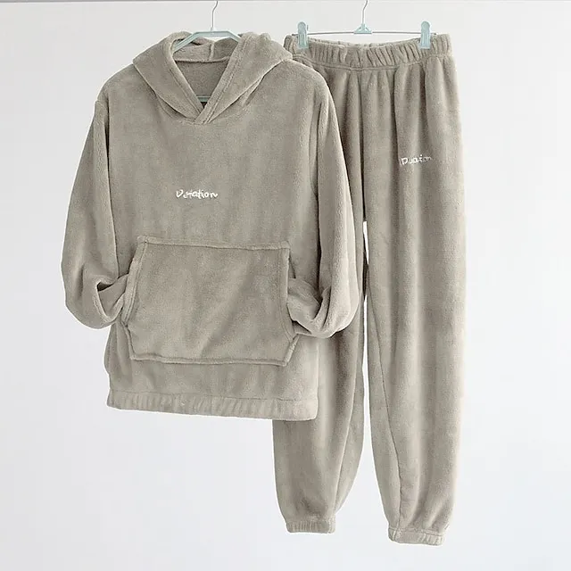 Women's Sweatshirt Tracksuit Pants Sets Solid Color Black White Pink Long Sleeve Casual Daily Basic Hooded Regular Fit Fall & Winter