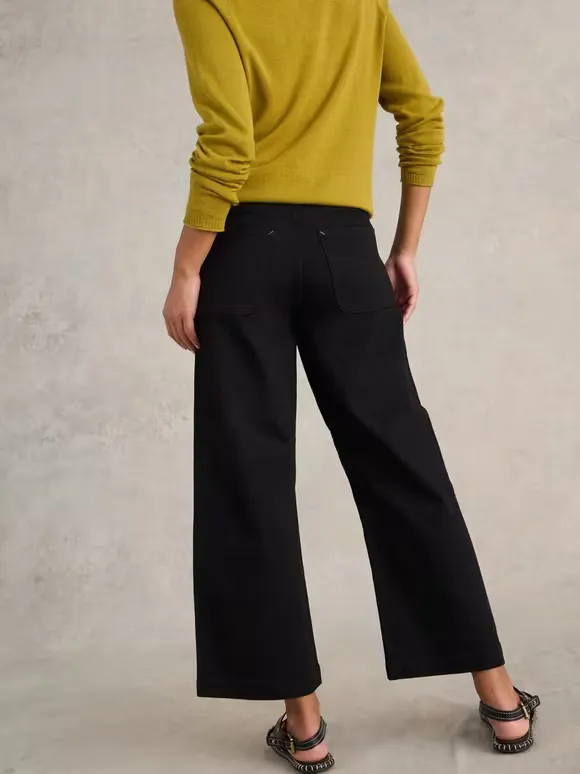 Cropped Wide Leg Jean In Pure Black