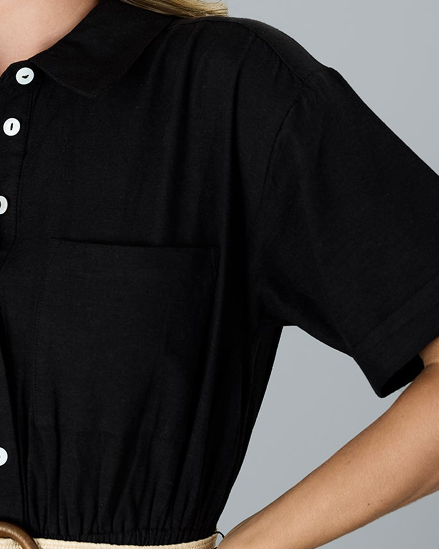 Black Button Down Midi Dress