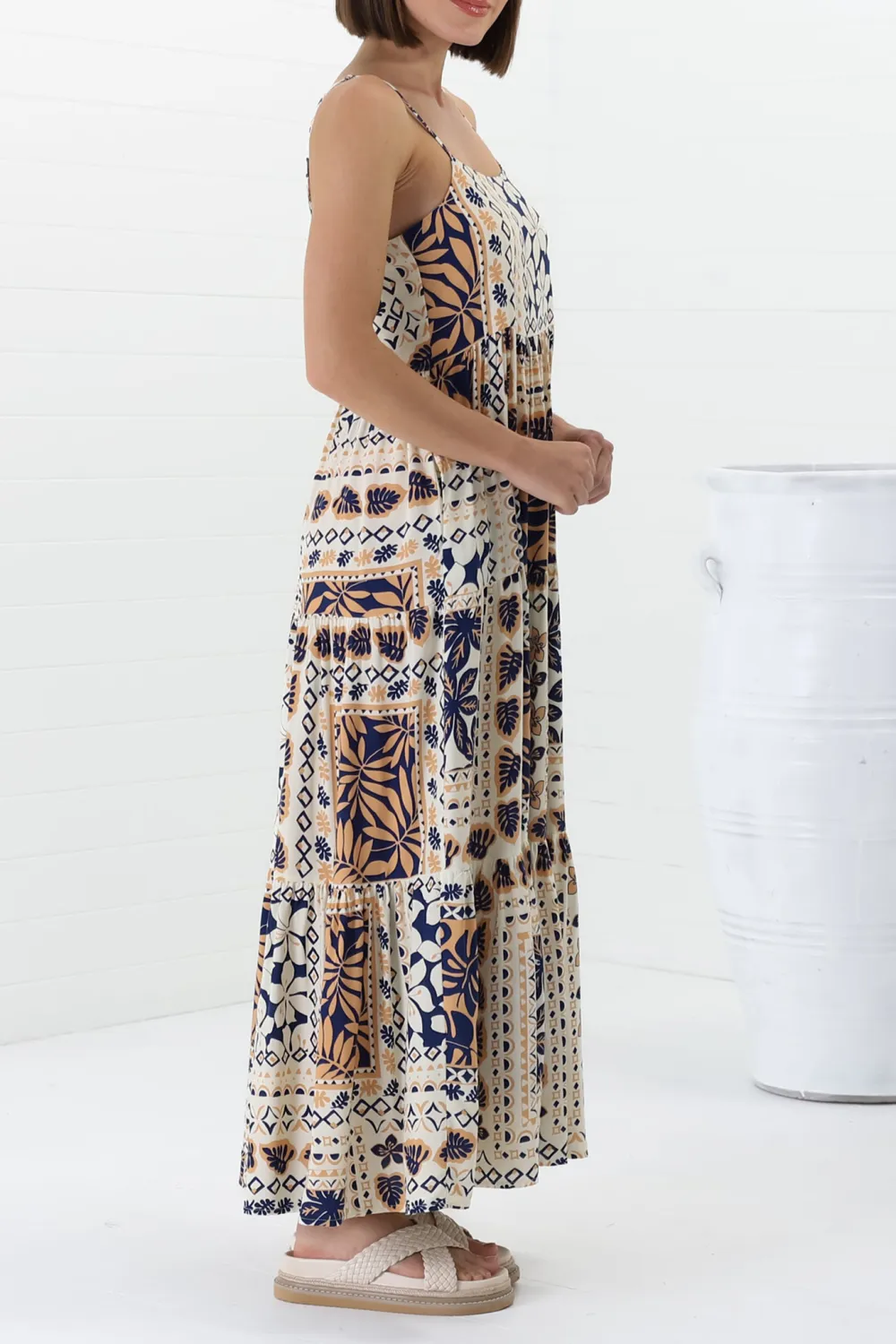 Multicolor Patchwork Print Maxi Dress