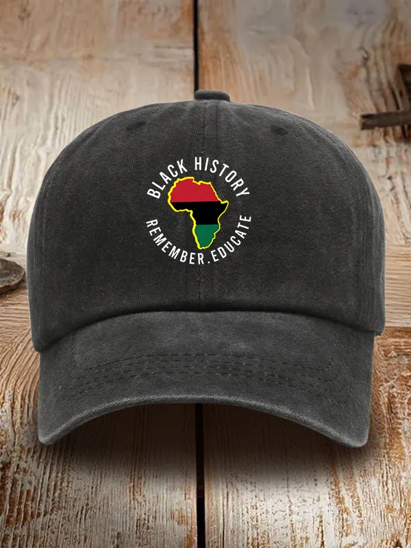 Black History Remember Educate Washed Baseball Cap