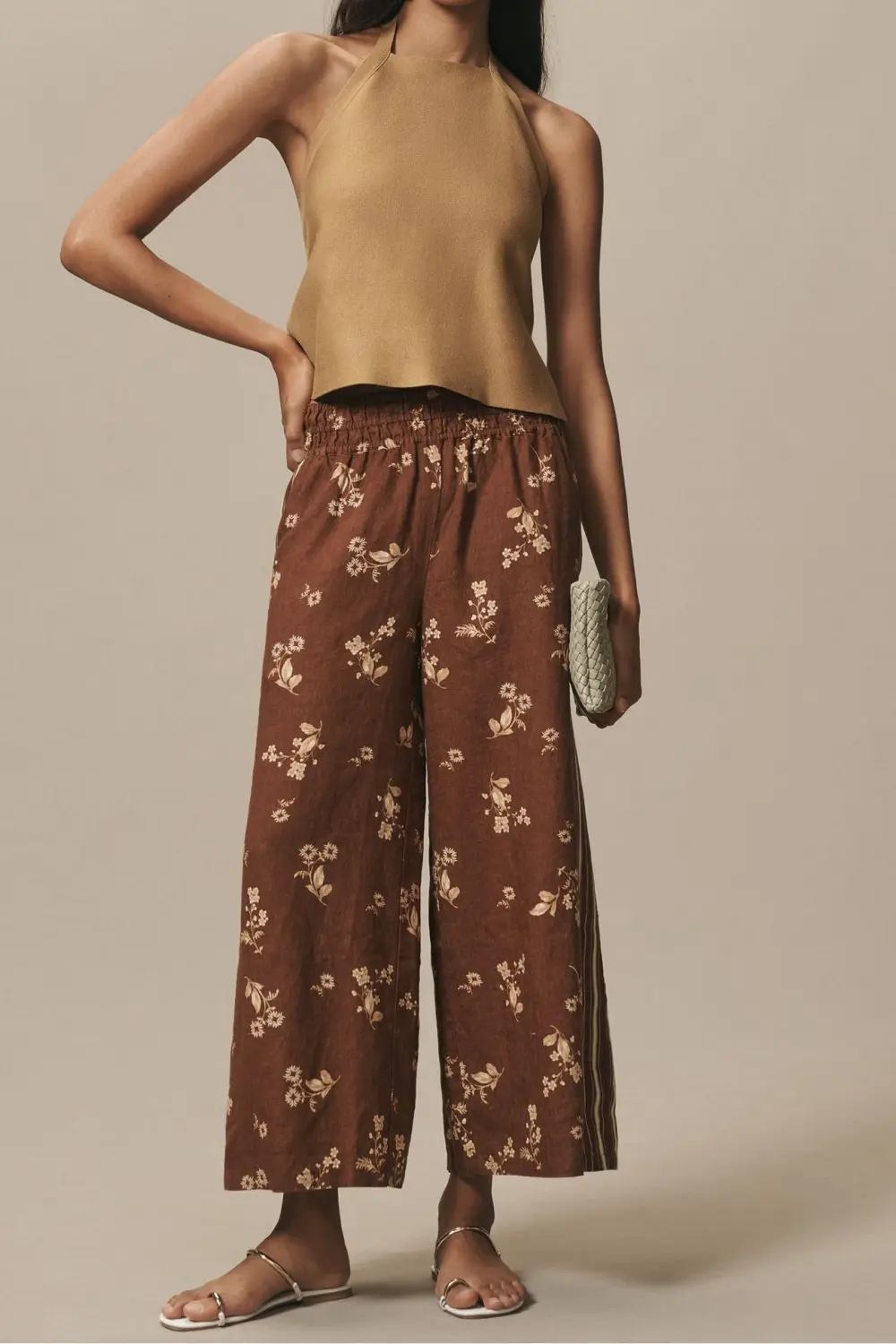 Printed Linen Edition Pull-on Pants