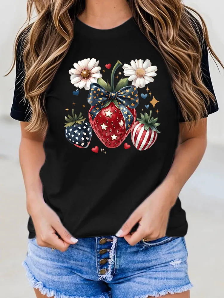Woman'S Independence Day Print Short-Sleeved T-Shirt