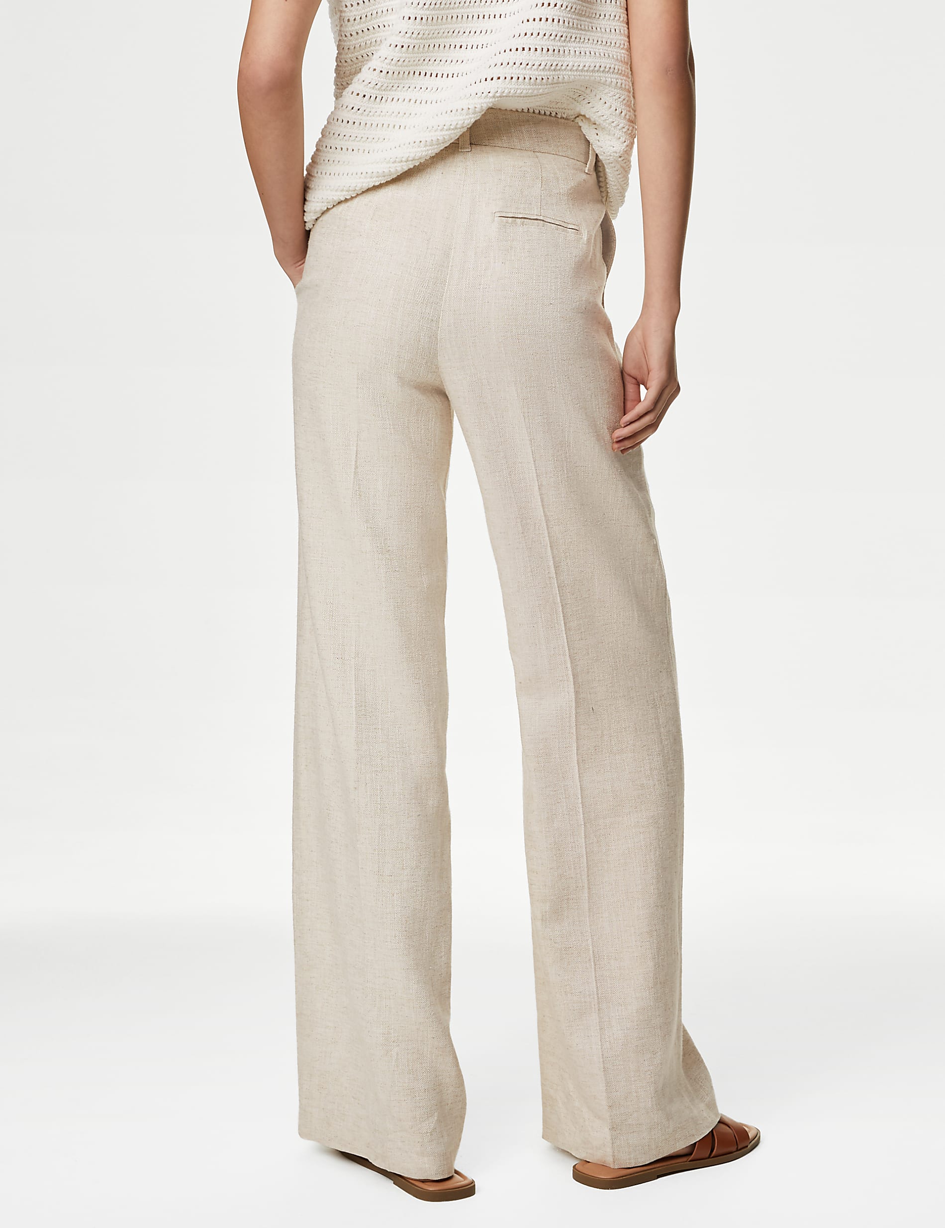 Dark Natural Wide Leg Drape Trousers
