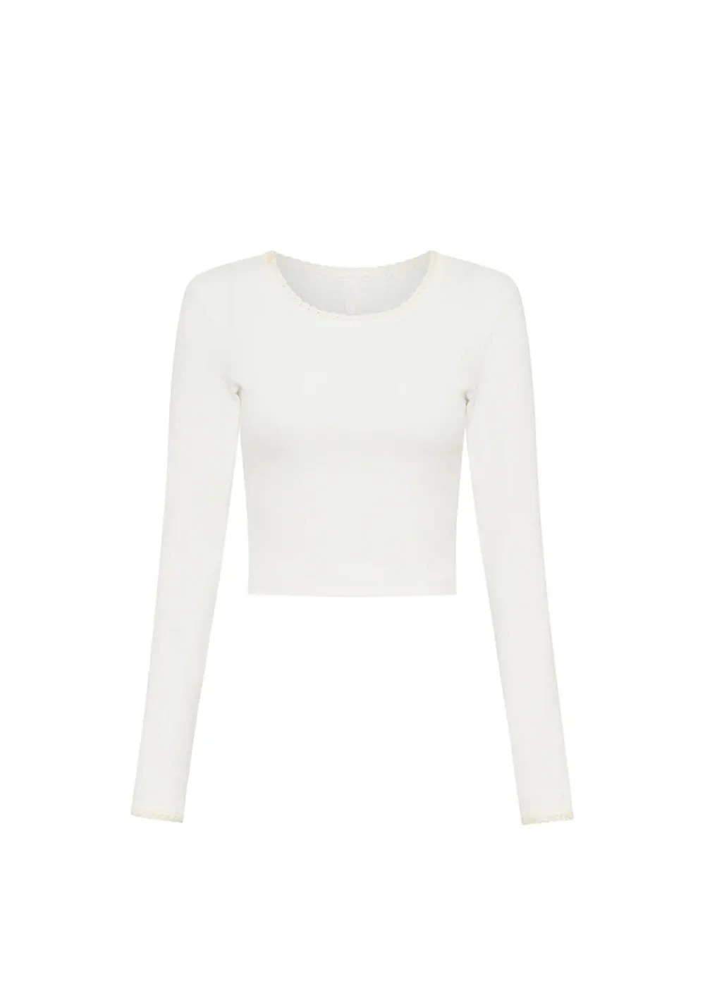 Cropped Long Sleeve Round Neck Top