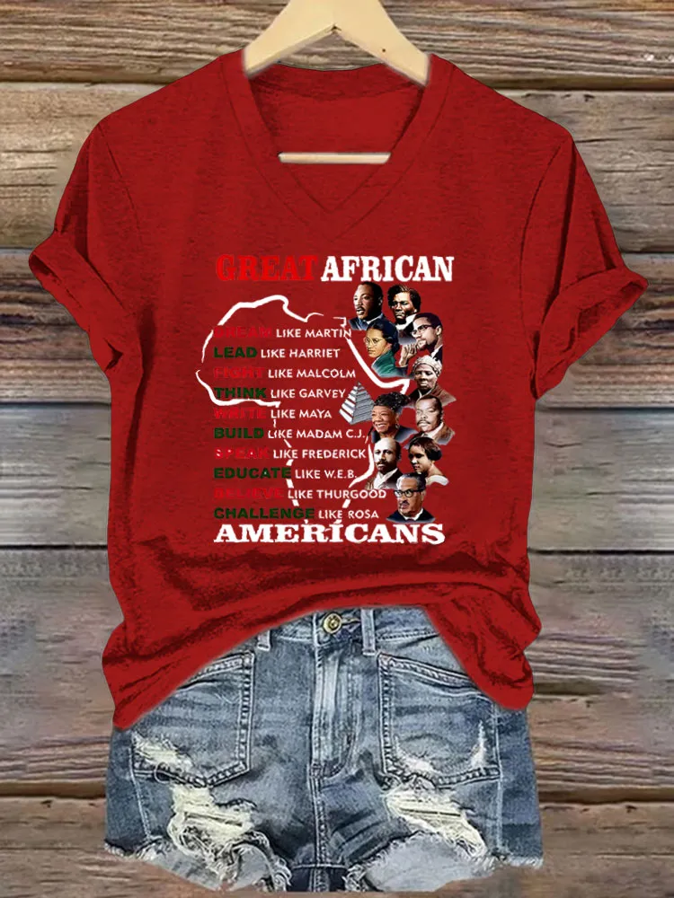 Women'S V-Neck T-Shirt Educated Great African Americans