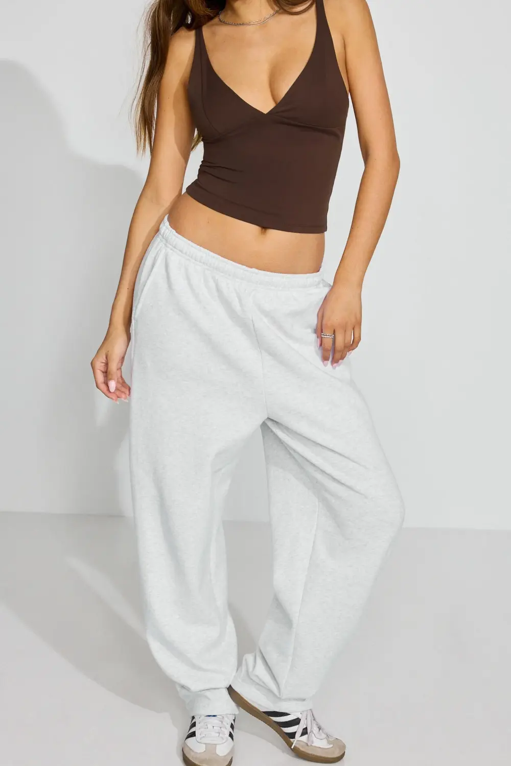 Deep Plunge Sleek Cami Top Brown