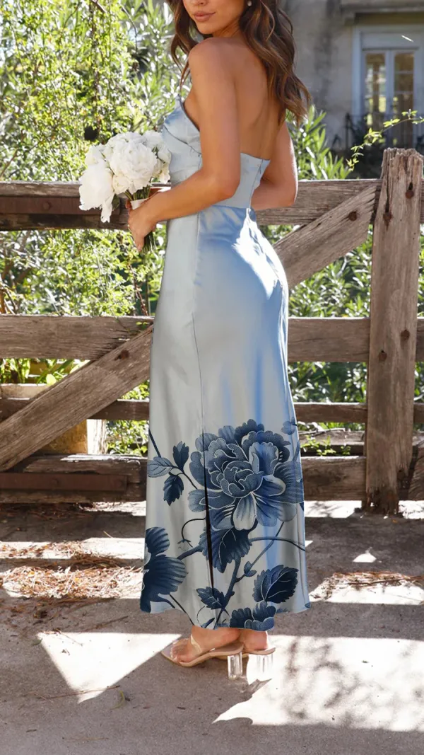 Strapless Design Maxi Dress