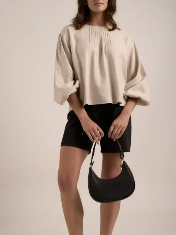 Pleated Linen Top