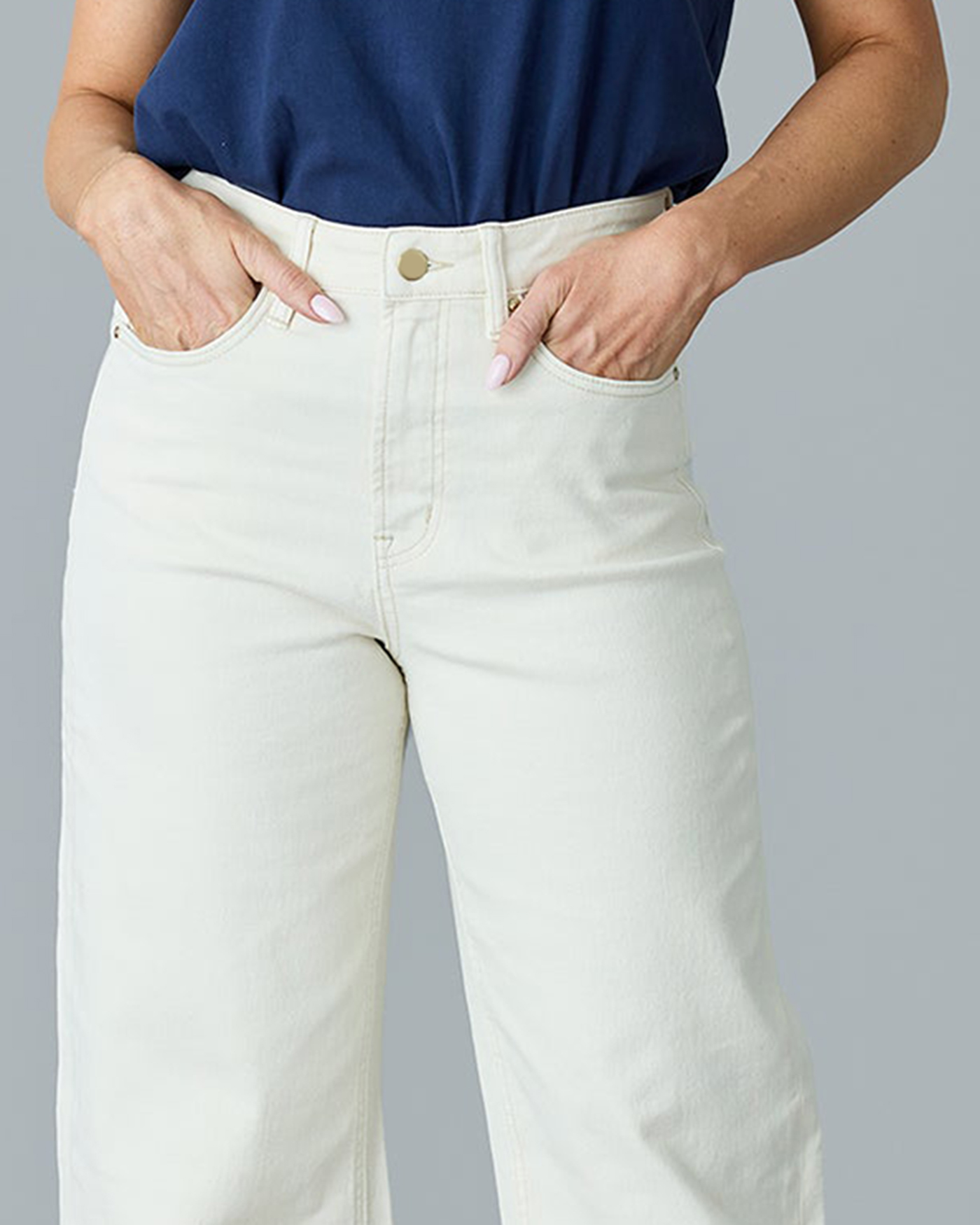Ecru Wide Leg Jean