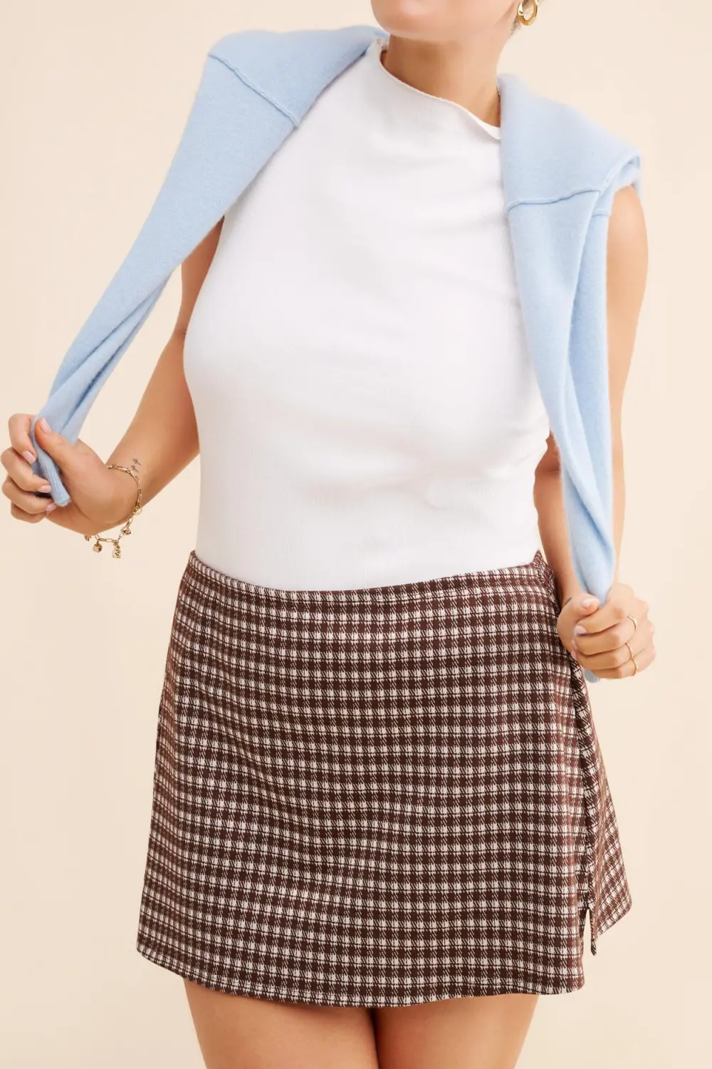 Cocoa Plaid Mini Skirt