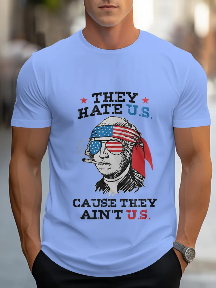 Man'S They Hate U.S. Round-Neck Short-Sleeved T-Shirt