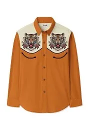 Men's Vintage Ukiyoe Tiger Long Sleeves Shirt