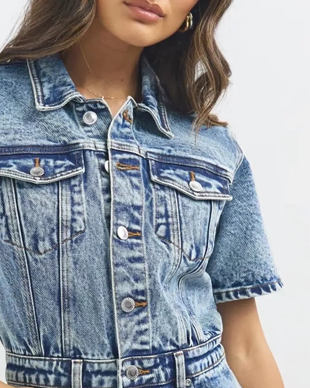 Denim Long Sleeve Mini Dress