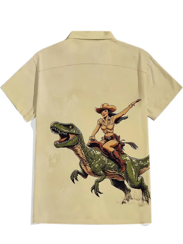 A Cowgirl Riding A Dinosaur Shirt