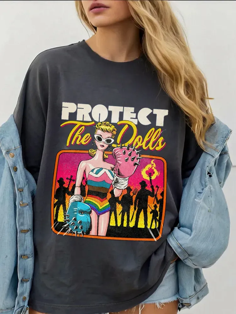 Women'S Protect The Doll Round-Neck Short Sleeve T-Shirt