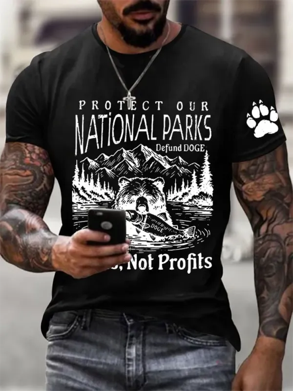 Man'S Protect Our National Parks defund doge Round-Nack Short Sleeve T-Shirt