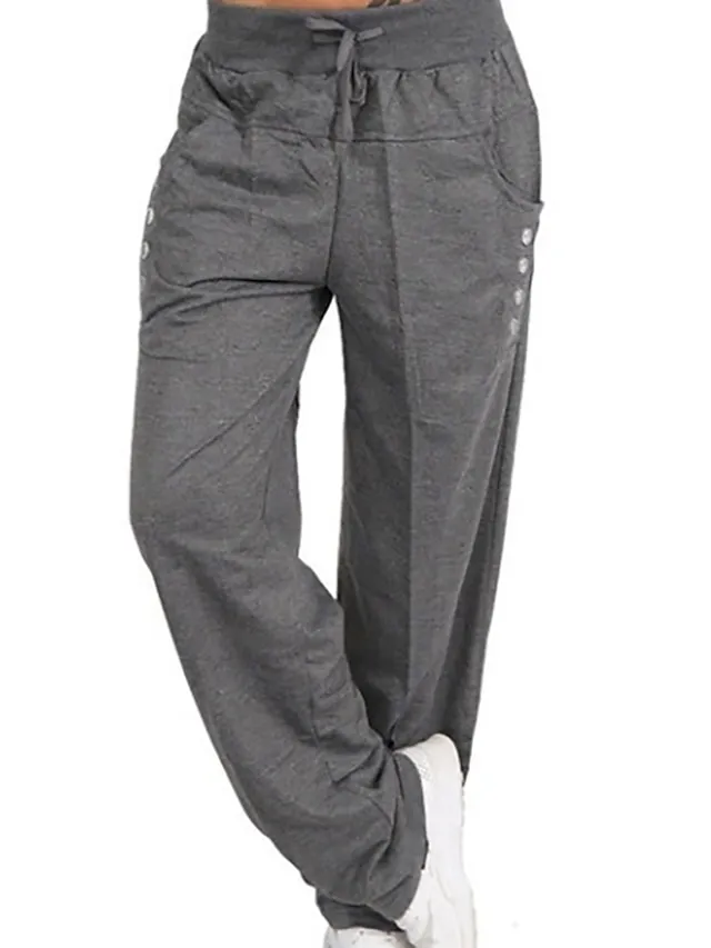 Women's Sweatpants Joggers Solid Black Dark Navy Light Grey Sporty Casual Lounge Daily Vacation Weekend Micro-elastic Full Length Solid Color L  4XL
